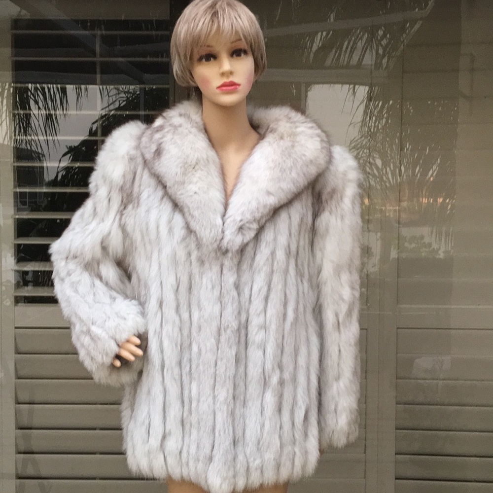 Real white fox coat size L